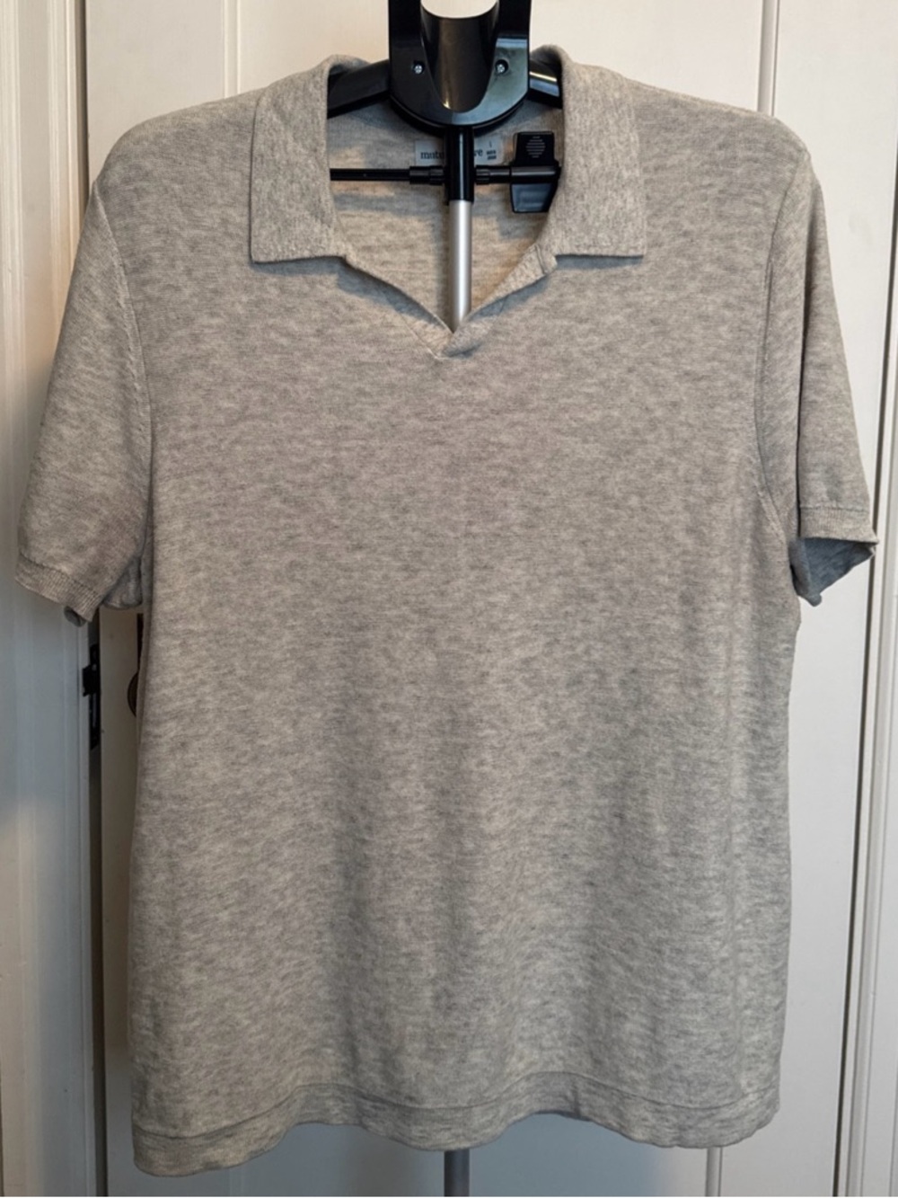 Mutual Weave Men's Large Gray 100% Cotton Short Sleeve Knit Polo Shirt Sweater